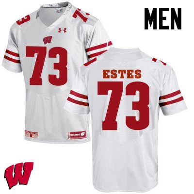 Men's Wisconsin Badgers NCAA #73 Kevin Estes White Authentic Under Armour Stitched College Football Jersey EF31E08II